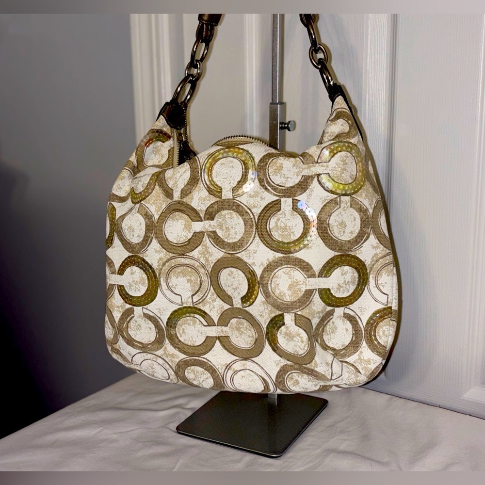 Coach Signature Crossbody Bag in Cream and Brown